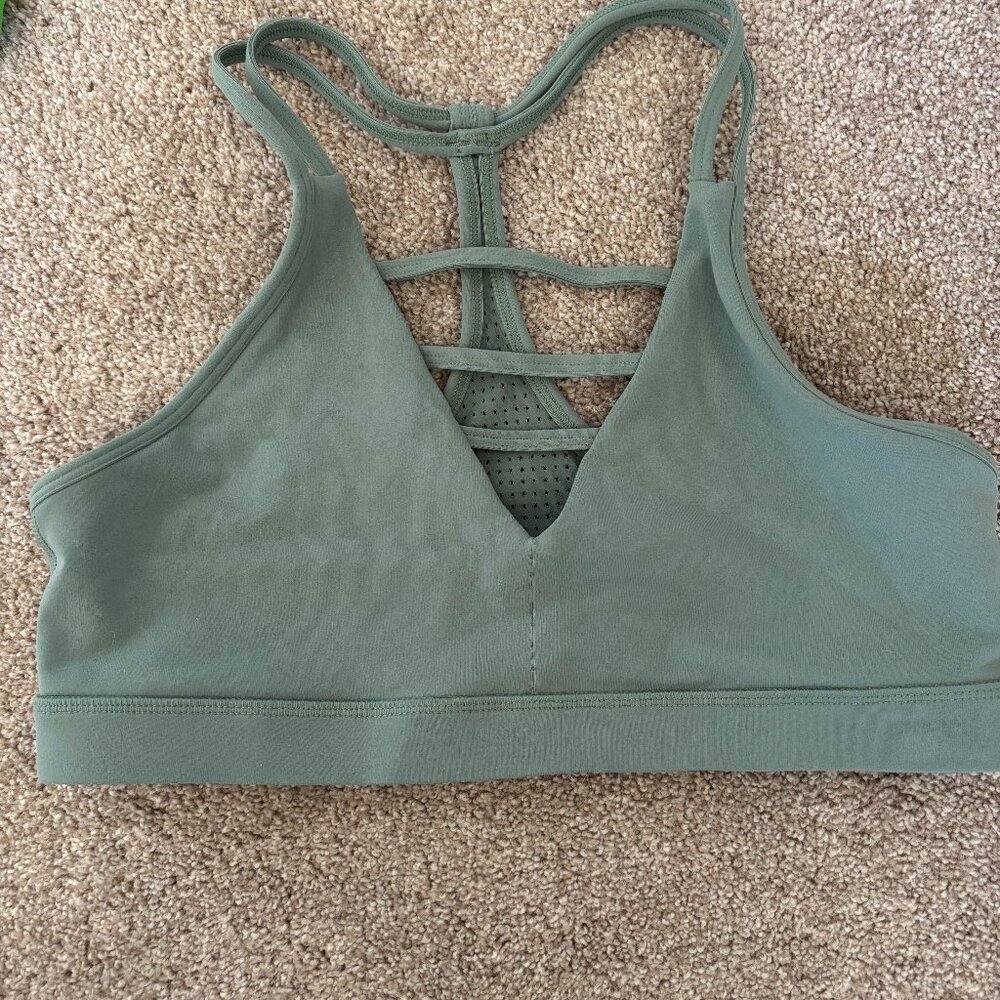 Strappy V-Neck Olive Green Bralette